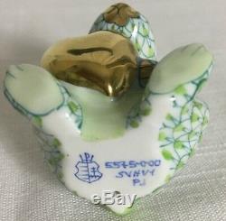 Herend Bunny With Heart Key Lime Hand Painted Porcelain 24K Gold Trim New