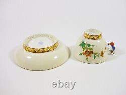 Herend, Chinese Kiang (kg) Cup & Sacuer, Mandarin Finial, Handpainted Porcelain