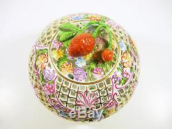 Herend, Floral Open Work Reticulated Box Fruit Finial 6, Handpainted Porcelain