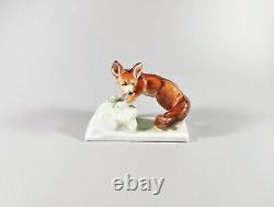 Herend, Fox Standing 4.4, Handpainted Porcelain Figurine! (t010)