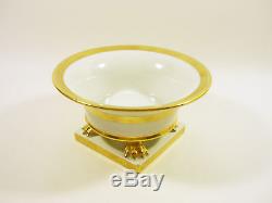 Herend, Gold & White Or Clawfoot Cachepot Vase 5.6, Handpainted Porcelain