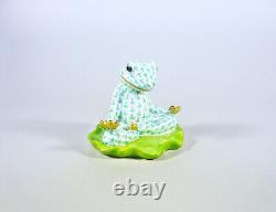 Herend, Green Fishnet Frog Doing Yoga, Handpainted Porcelain Figurine! (bt028)