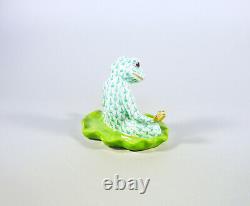 Herend, Green Fishnet Frog Doing Yoga, Handpainted Porcelain Figurine! (bt028)