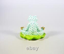 Herend, Green Fishnet Frog Doing Yoga, Handpainted Porcelain Figurine! (bt028)