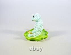 Herend, Green Fishnet Frog Doing Yoga, Handpainted Porcelain Figurine! (bt028)