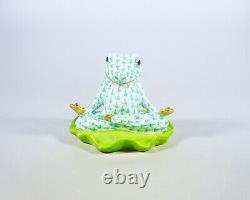 Herend, Green Fishnet Frog Doing Yoga, Handpainted Porcelain Figurine! (bt028)