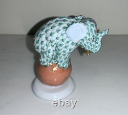 Herend Green VHV Hand painted Elephant On Circus Ball Porcelain Figurine 5215