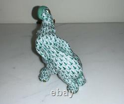 Herend Hand Painted Green Fishnet Pattern Elephant Figurine Trunk Up 15266 VHV
