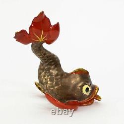 Herend Hungary Fishnet Koi Dolphin Fish Hand Painted Porcelain Figurine Vintage