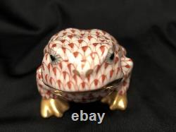 Herend Hungary Frog Rust Fishnet Hand Painted Porcelain Figurine