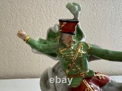 Herend Hungary Hand Painted Porcelain Hussar Soldier Riding Griffin Figurine
