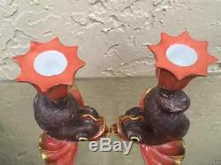 Herend Hungary Set Of 2 Hand Painted Porcelain Koi Fish Candle Holders
