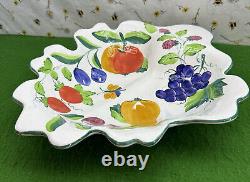 Herend Hungary Village Pottery Leaf Shape Porcelain Fruit Dish Hand Painted Rare