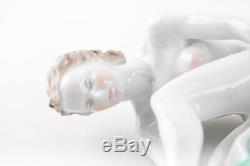 Herend Nude Lady Bathing With Towel, Handpainted Porcelain Figurine