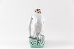 Herend Nude Lady Bathing With Towel, Handpainted Porcelain Figurine