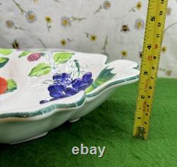 Herend Of Hungary Gorgeous Pottery Leaf Shape Porcelain Fruit Dish Hand Painted