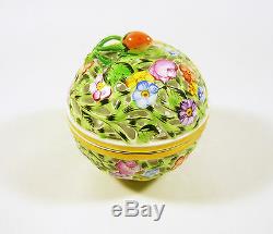 Herend, Open Work Reticulated Floral Oval Box 4.3, Handpainted Porcelain