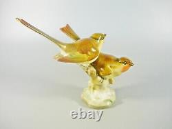Herend, Pair Of Brown Singer Birds 5, Handpainted Porcelain Figurine! (b060)
