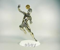 Herend, Platinum Football Soccer Player, Handpainted Porcelain Figurine! (h032)