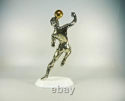 Herend, Platinum Football Soccer Player, Handpainted Porcelain Figurine! (h032)