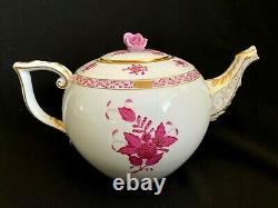 Herend Porcelain Handpainted Chinese Bouquet Raspberry Large Tea Pot 601/ap