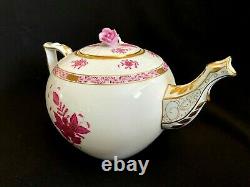 Herend Porcelain Handpainted Chinese Bouquet Raspberry Large Tea Pot 601/ap