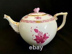 Herend Porcelain Handpainted Chinese Bouquet Raspberry Large Tea Pot 601/ap