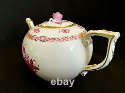 Herend Porcelain Handpainted Chinese Bouquet Raspberry Large Tea Pot 601/ap