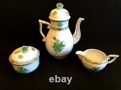 Herend Porcelain Handpainted Chinese Bouquet Tea Pot, Sugar Bowl, Milk Jug