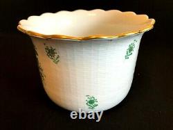 Herend Porcelain Handpainted Indian Basket Green Large Cachepot 7301/fv