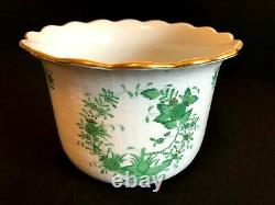 Herend Porcelain Handpainted Indian Basket Green Large Cachepot 7301/fv