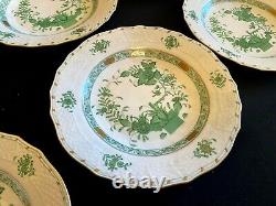 Herend Porcelain Handpainted Indian Basket Green Large Dessert Plates 1520/fv