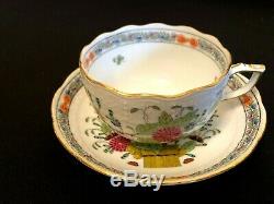 Herend Porcelain Handpainted Indian Basket Multicolor Tea Cup And Saucer 704/fd
