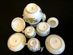 Herend Porcelain Handpainted Indian Basket Multicolor Tea Set For 2 Persons
