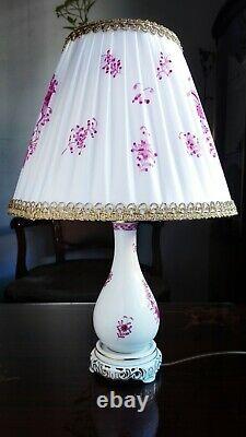 Herend Porcelain Handpainted Indian Basket Raspberry Lamp (new Lampshade)