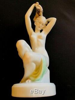 Herend Porcelain Handpainted Large Nude Girl Figurine From 1942 (lux Elek)