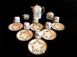 Herend Porcelain Handpainted Lichtenstein Mocha Set For 6 Persons From 1982