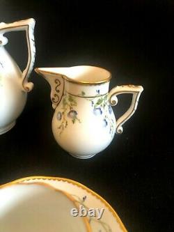Herend Porcelain Handpainted Morning Glory Nyon Mocha Set For 2 Persons New