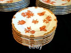 Herend Porcelain Handpainted Queen Victoria Fortuna Dessert, Dinner, Soup Plates