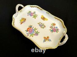Herend Porcelain Handpainted Queen Victoria Serving Tray With Handles 422/vbo