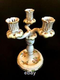 Herend Porcelain Handpainted Queen Victoria Three Light Candle Holder 7915/vbo