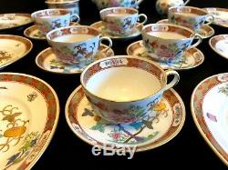 Herend Porcelain Handpainted Shanghai Tea Set For 6 Persons + Dessert Plates