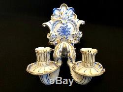 Herend Porcelain Handpainted Waldstein Blue Wall Candle Holder 7878/wb