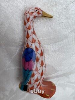 Herend Porcelain Hungry Orange Rust Fishnet Goose Hand Painted