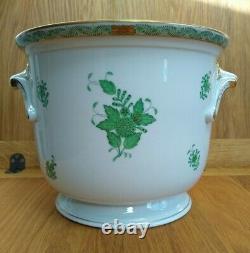 Herend Porcelain Large Cachepot Flower Pot / Vase #7211/AV Green Chinese Bouquet