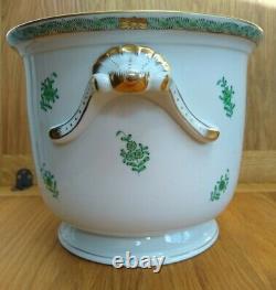 Herend Porcelain Large Cachepot Flower Pot / Vase #7211/AV Green Chinese Bouquet