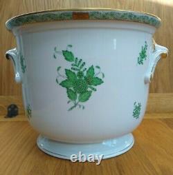 Herend Porcelain Large Cachepot Flower Pot / Vase #7211/AV Green Chinese Bouquet