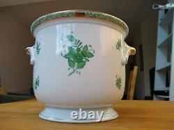 Herend Porcelain Large Cachepot Flower Pot / Vase #7211/AV Green Chinese Bouquet