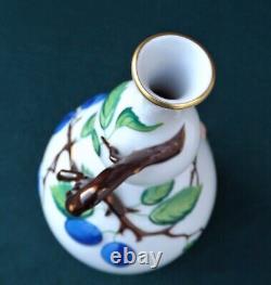 Herend Porcelain Plum & Lizard Design 23cm. Vase Lovely Condition