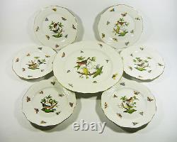 Herend, Rothschild Bird (ro) Dessert Service Six, Handpainted Porcelain
